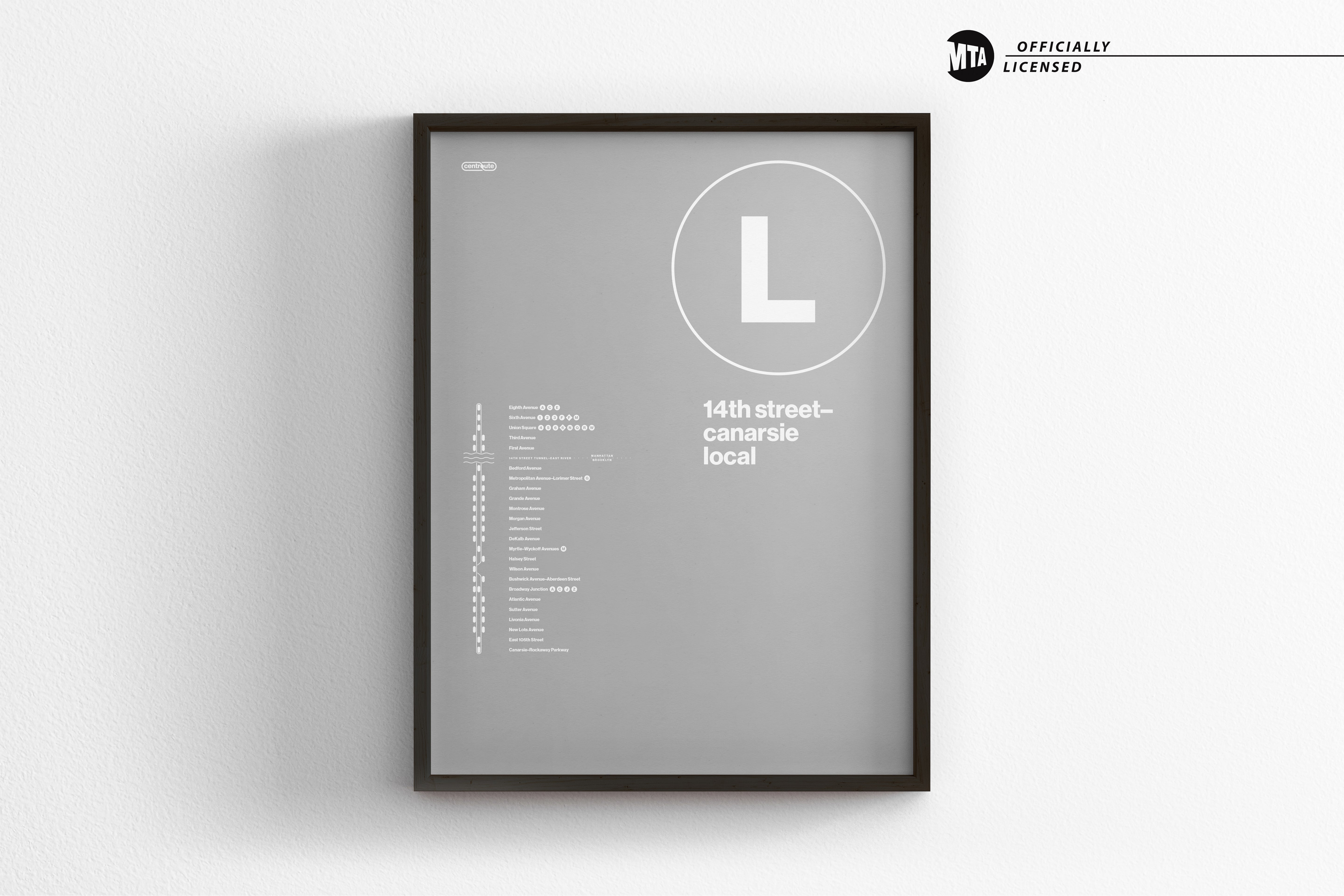 L Train Map One Color / NYC Subway