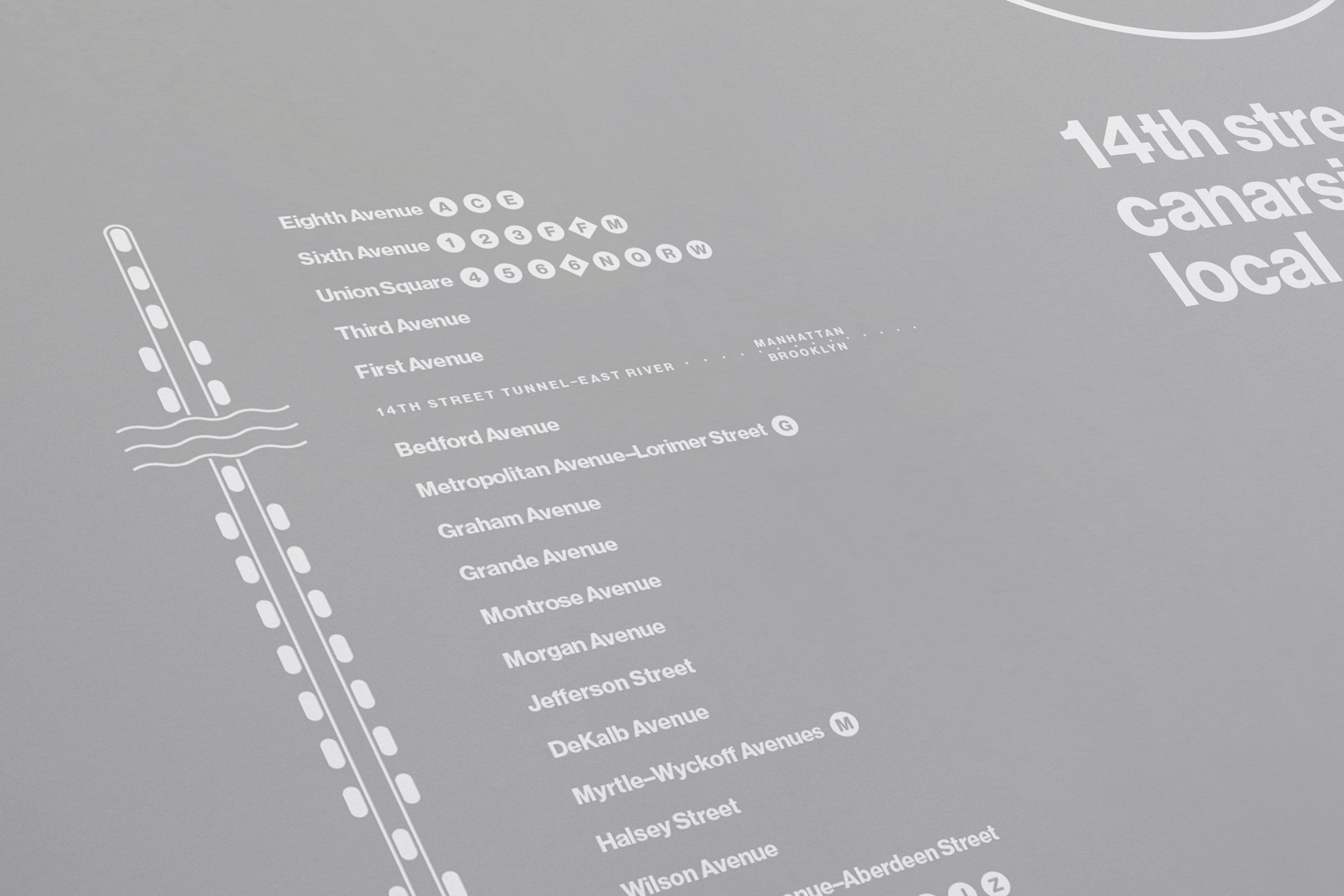 L Train Map One Color / NYC Subway