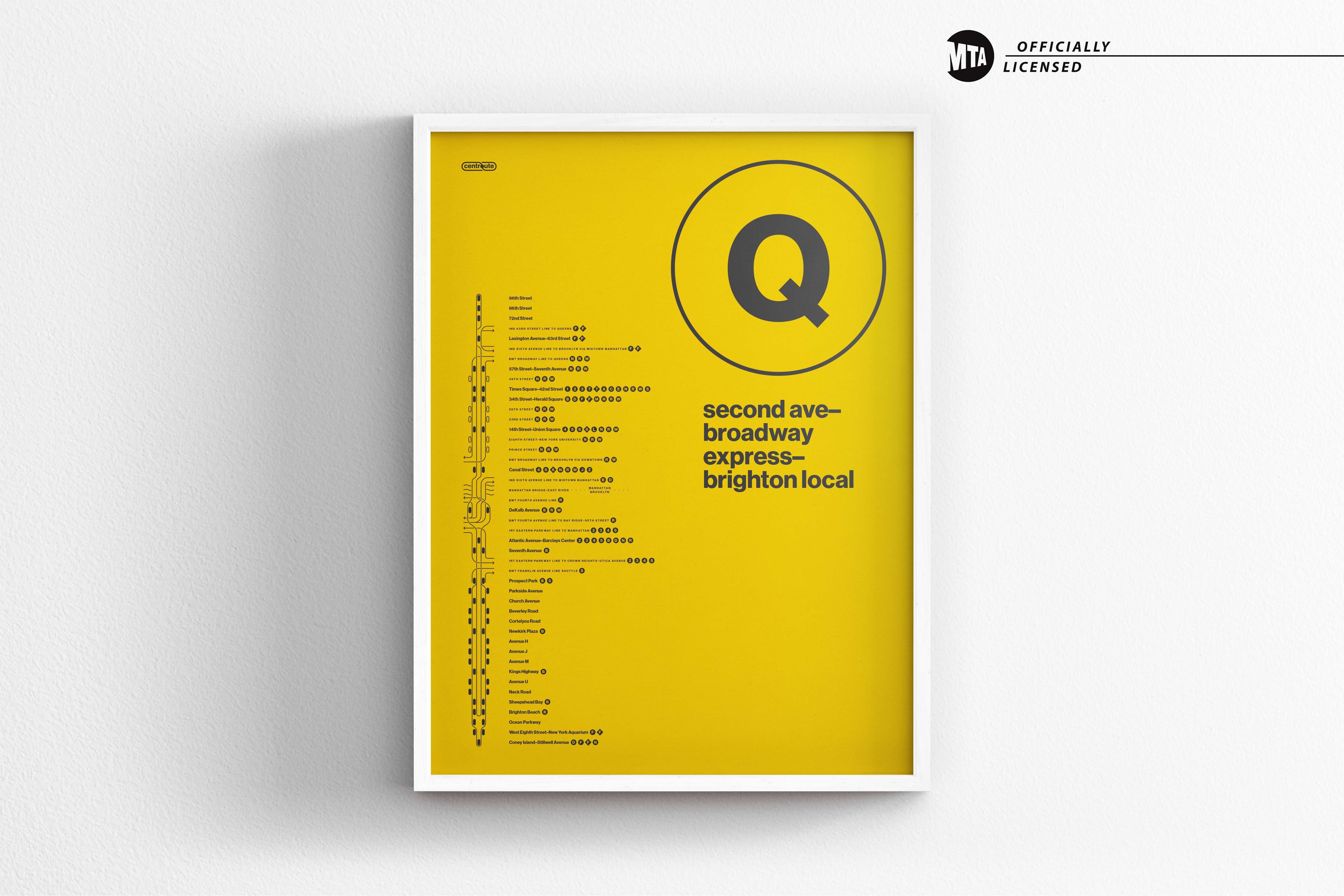 Q Train Map One Color / NYC Subway