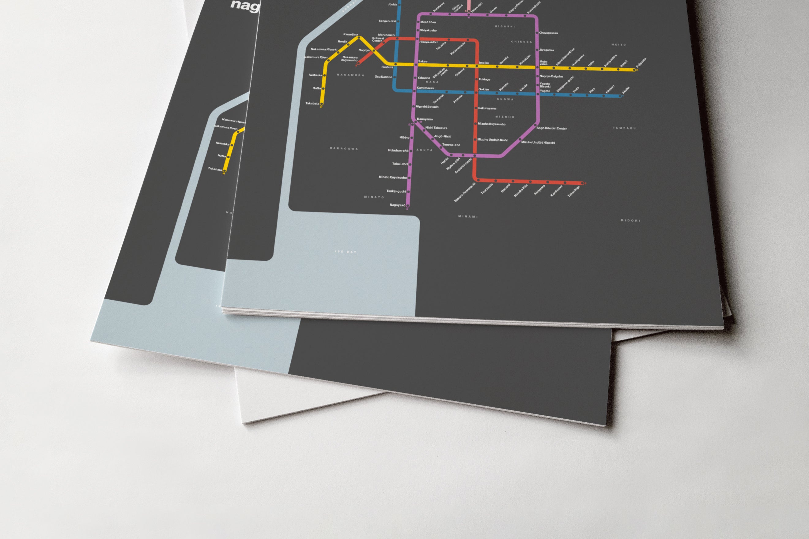 Nagoya Subway 名古屋市営地下鉄 / Dark Mode System Map / English