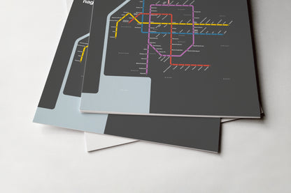 Nagoya Subway 名古屋市営地下鉄 / Dark Mode System Map / English