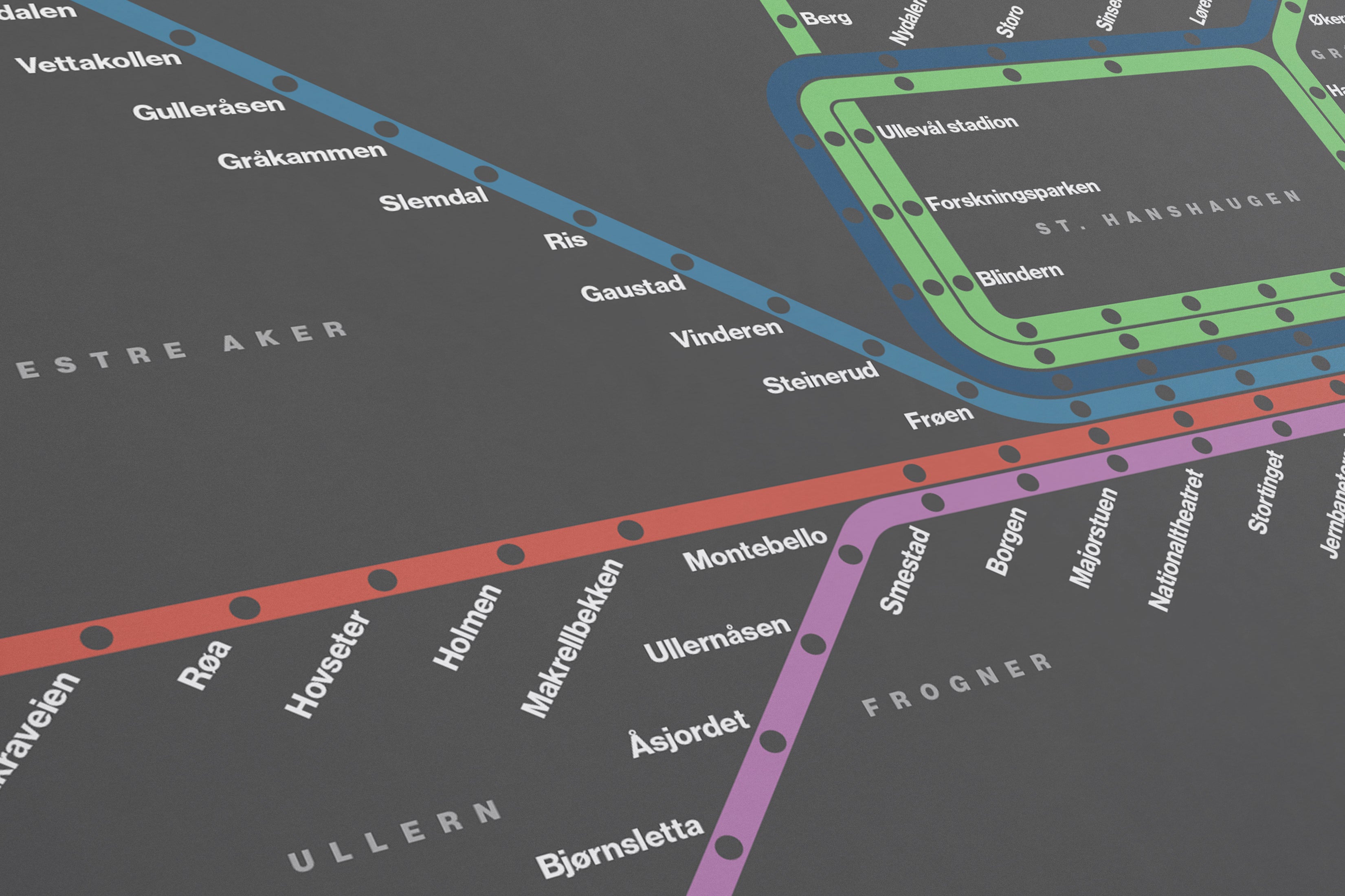 Oslo Metro / Dark Mode System Map