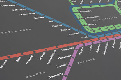 Oslo Metro / Dark Mode System Map