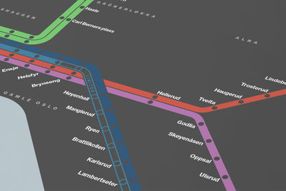 Oslo Metro / Dark Mode System Map