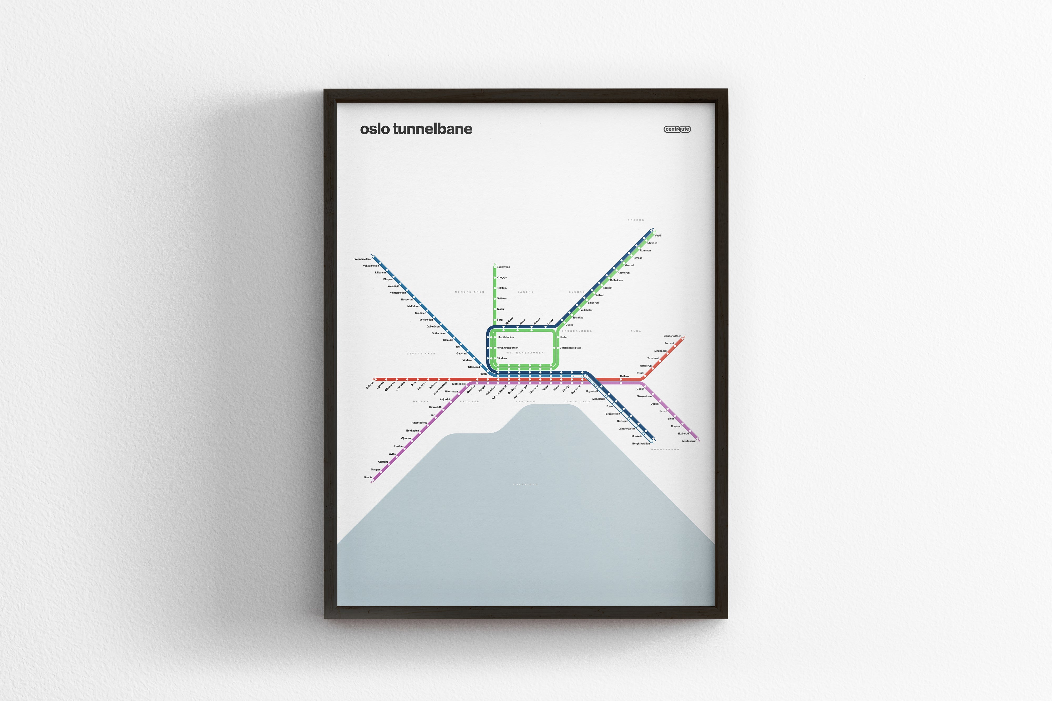 Oslo Metro / Light Mode System Map