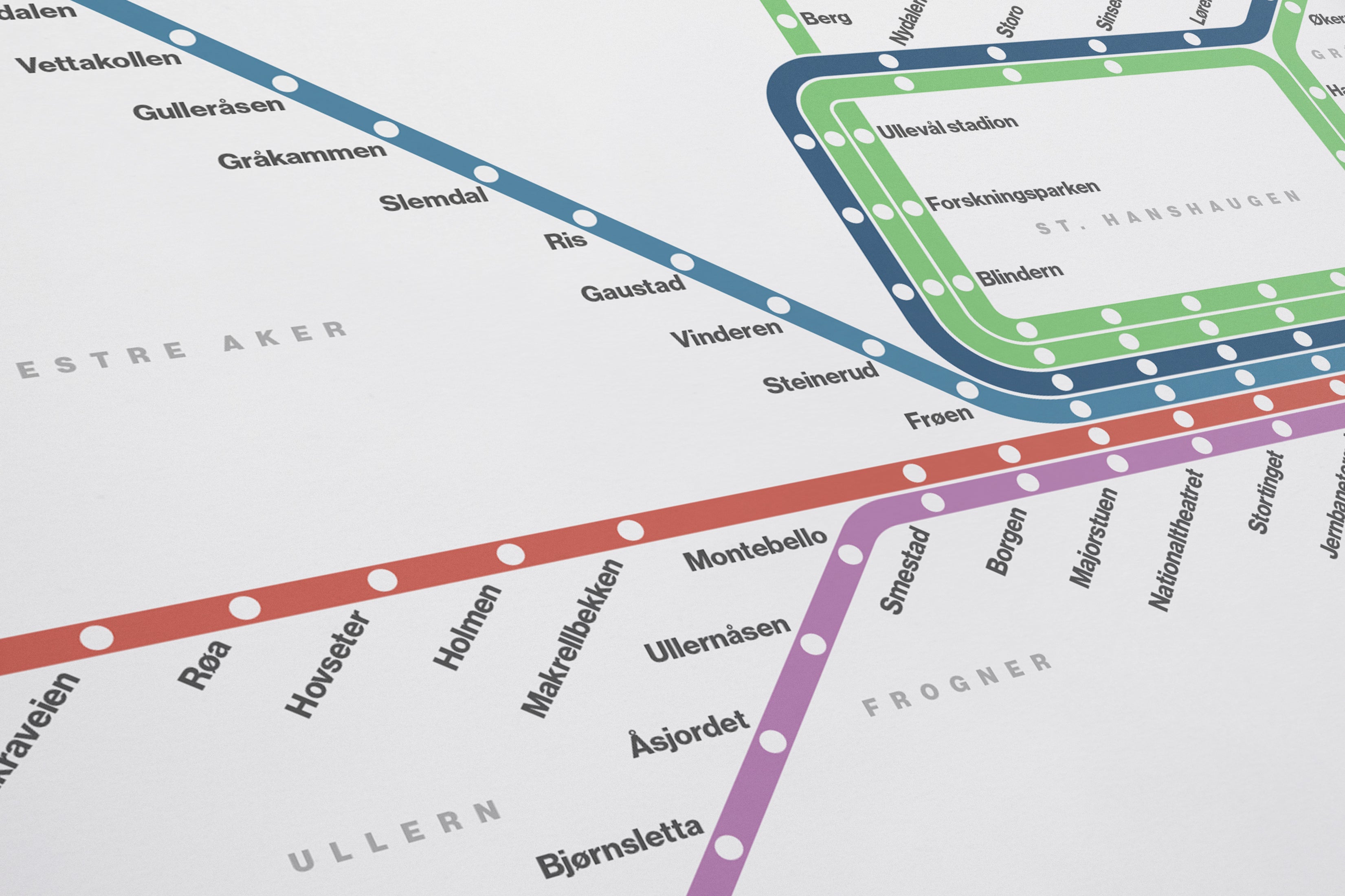 Oslo Metro / Light Mode System Map