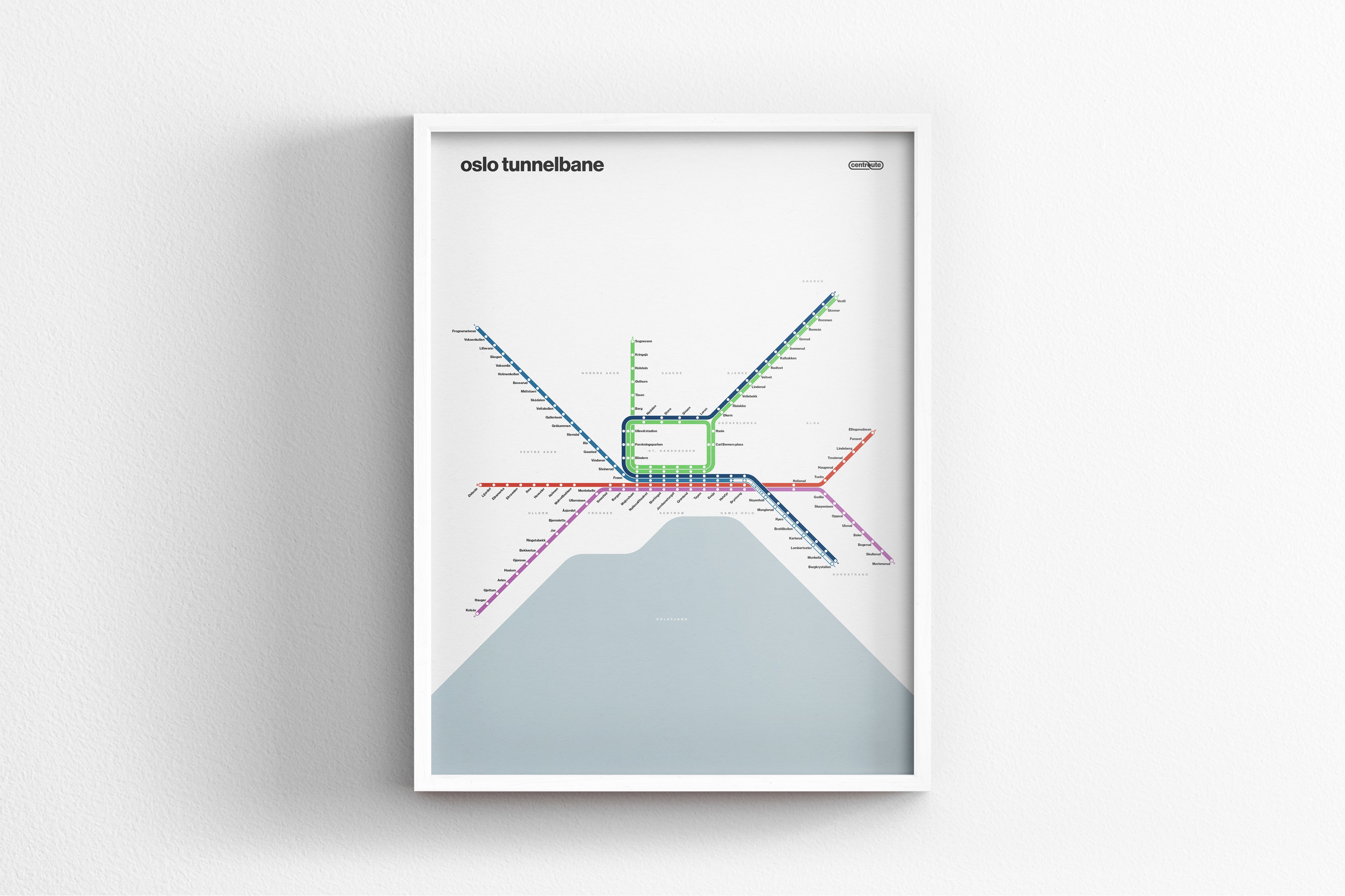 Oslo Metro / Light Mode System Map