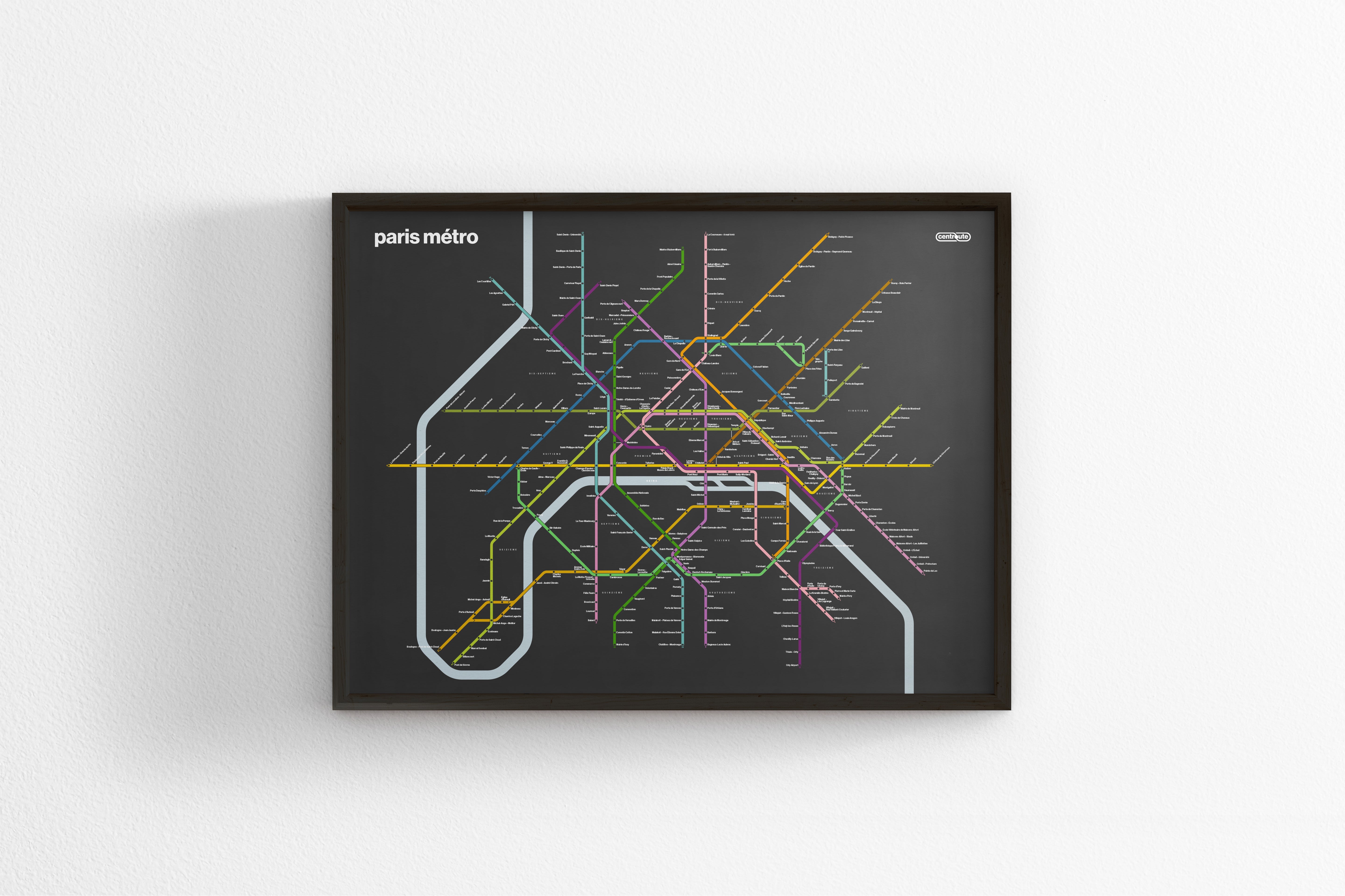 Paris Metro / Dark Mode System Map