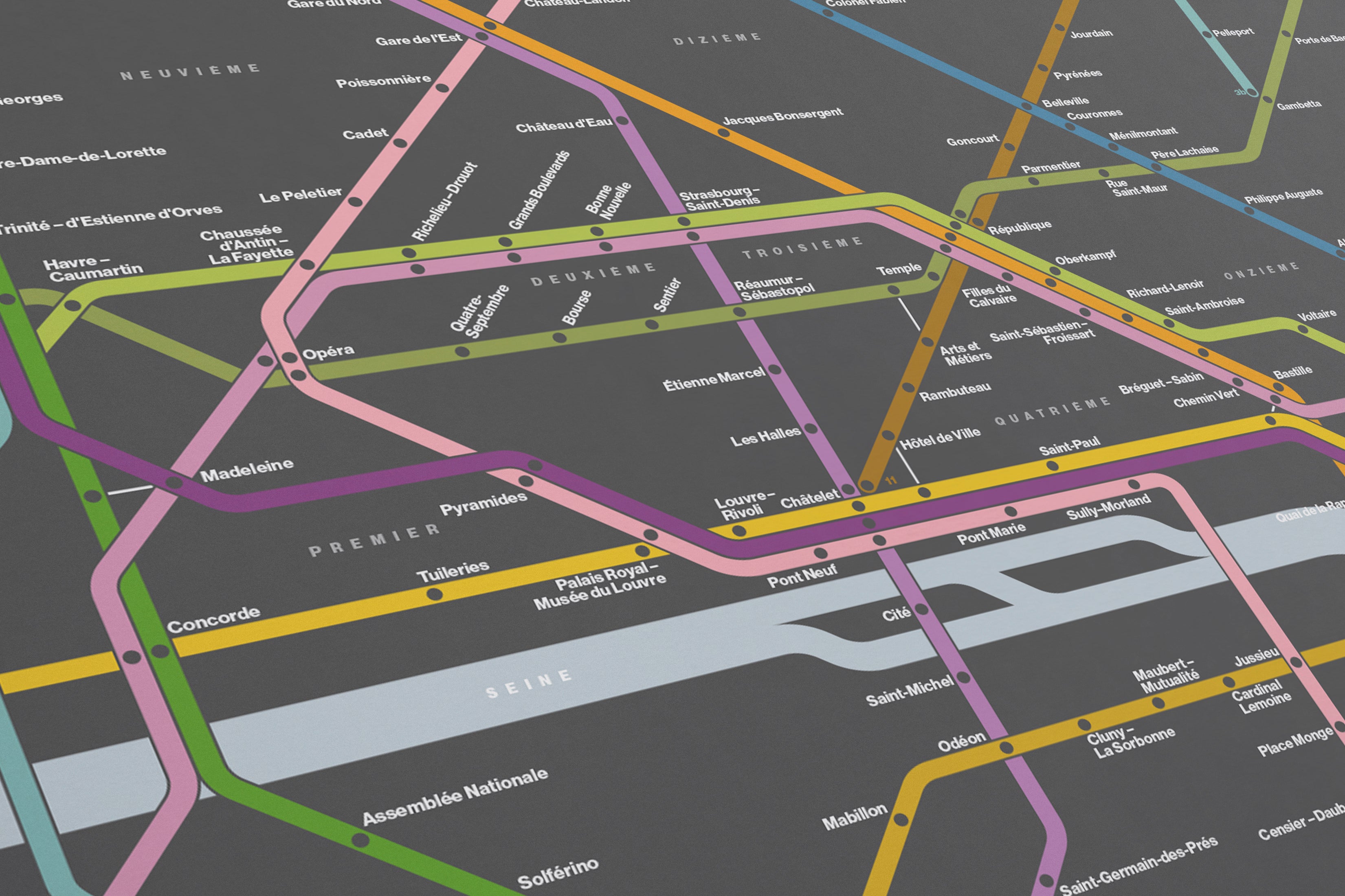 Paris Metro / Dark Mode System Map