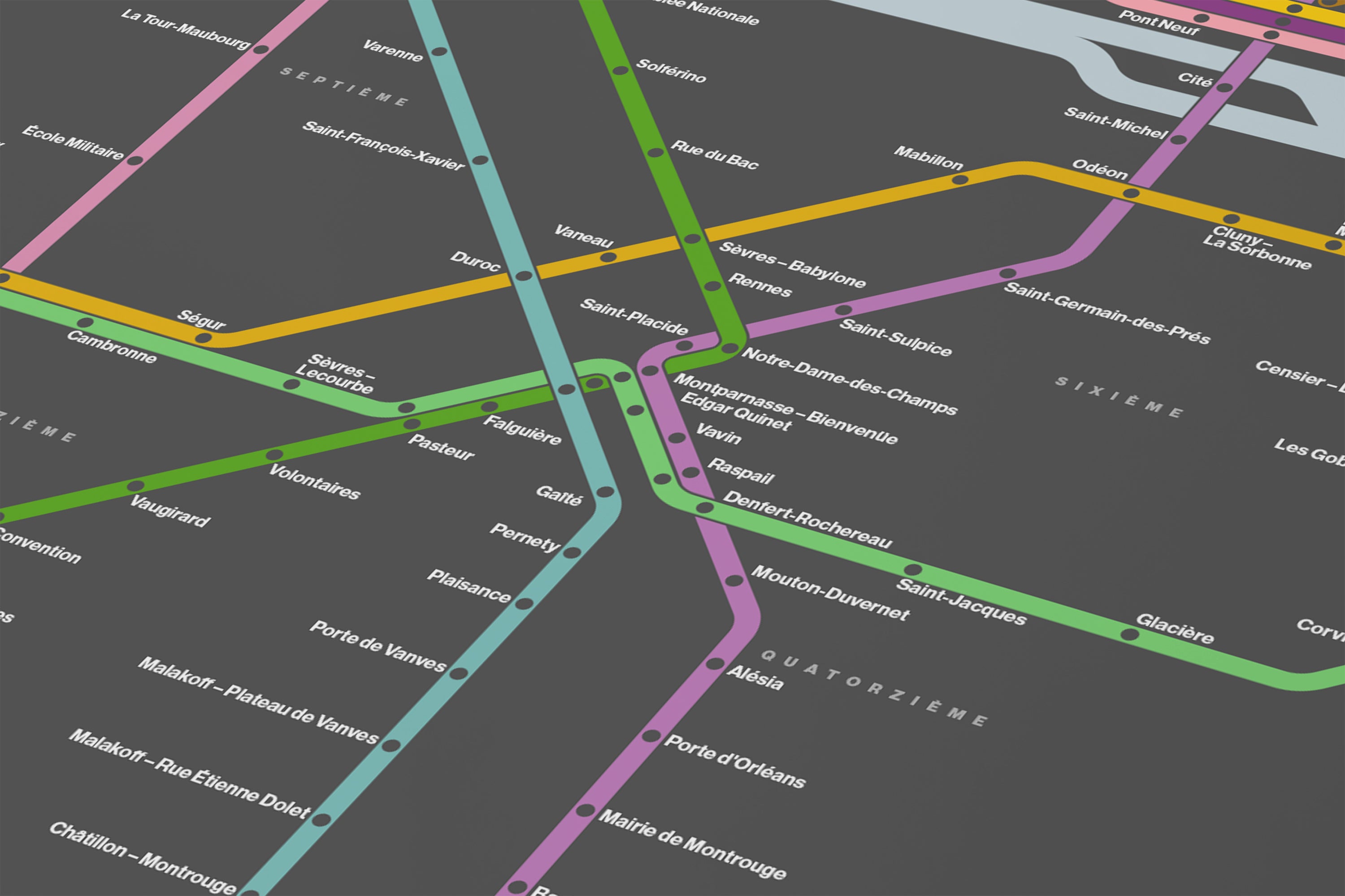 Paris Metro / Dark Mode System Map