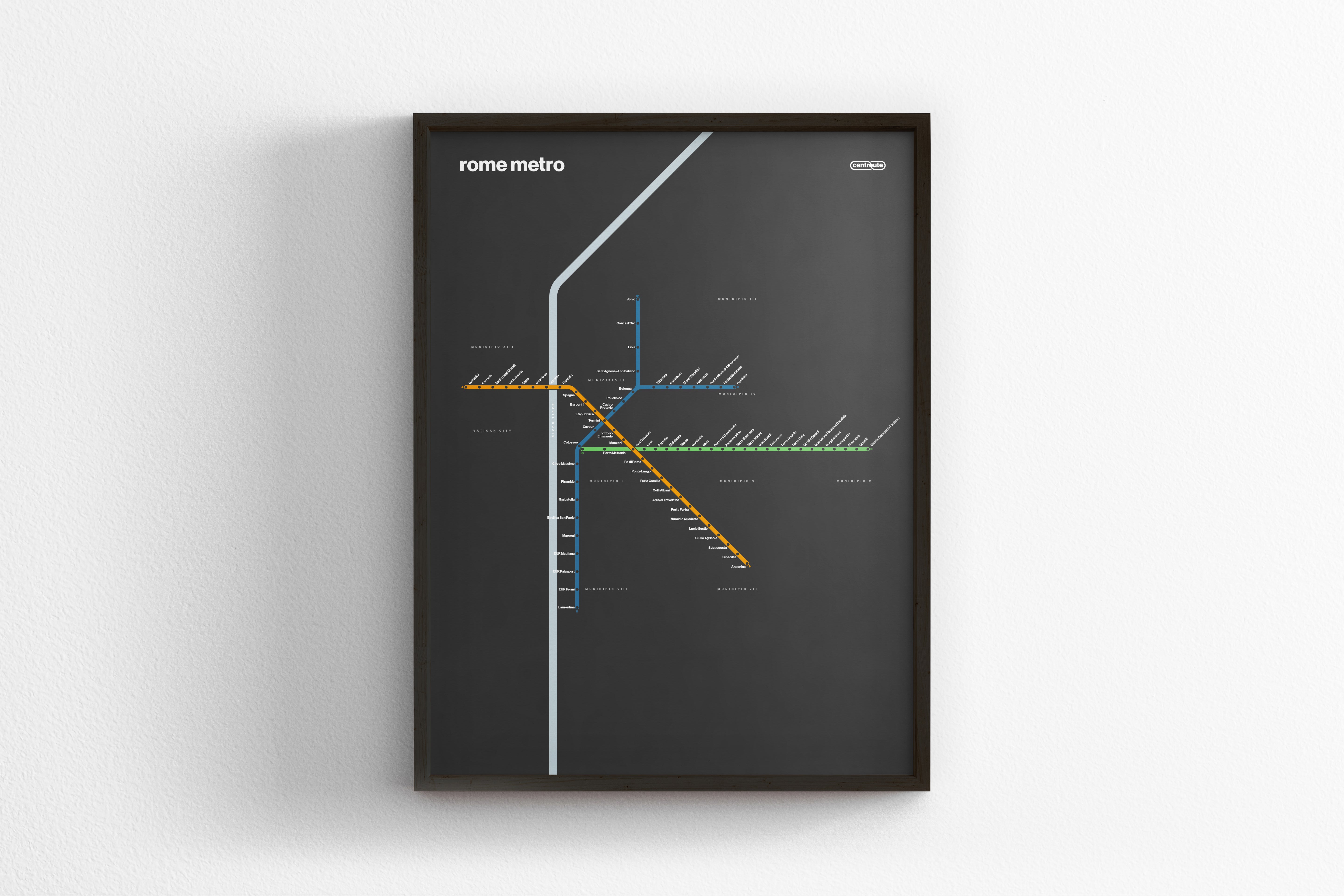 Rome Metro / Dark Mode System Map