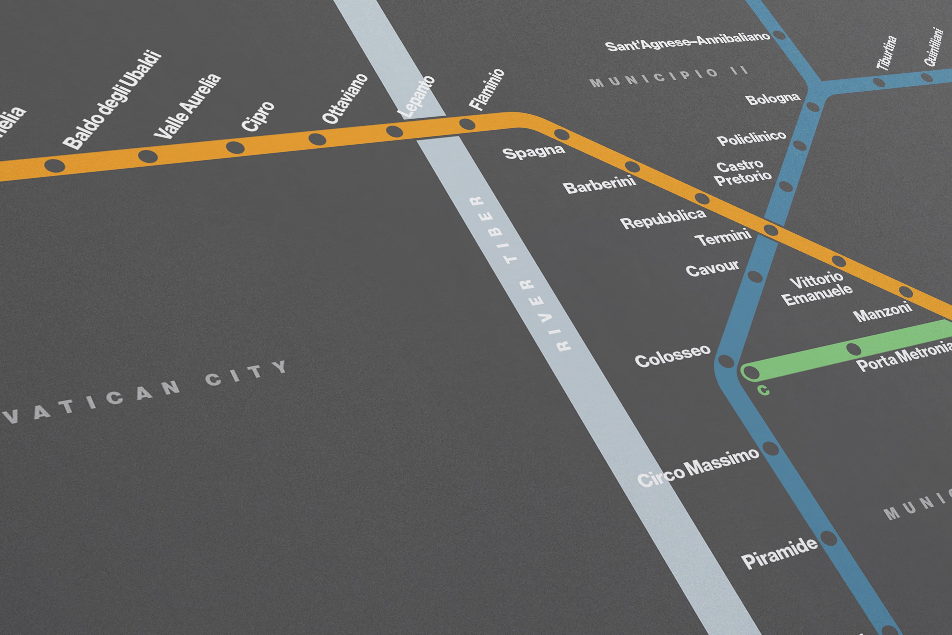 Rome Metro / Dark Mode System Map