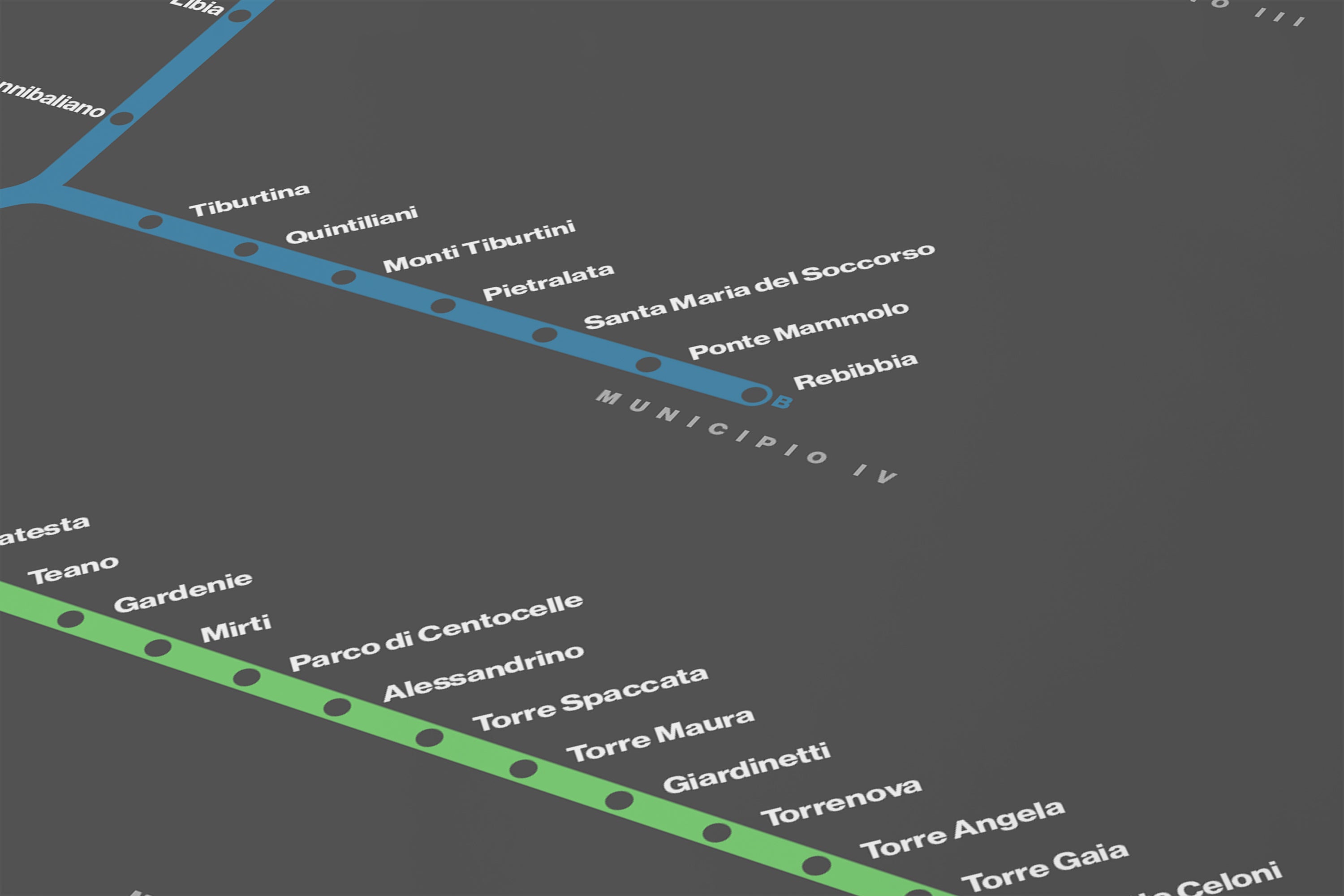 Rome Metro / Dark Mode System Map