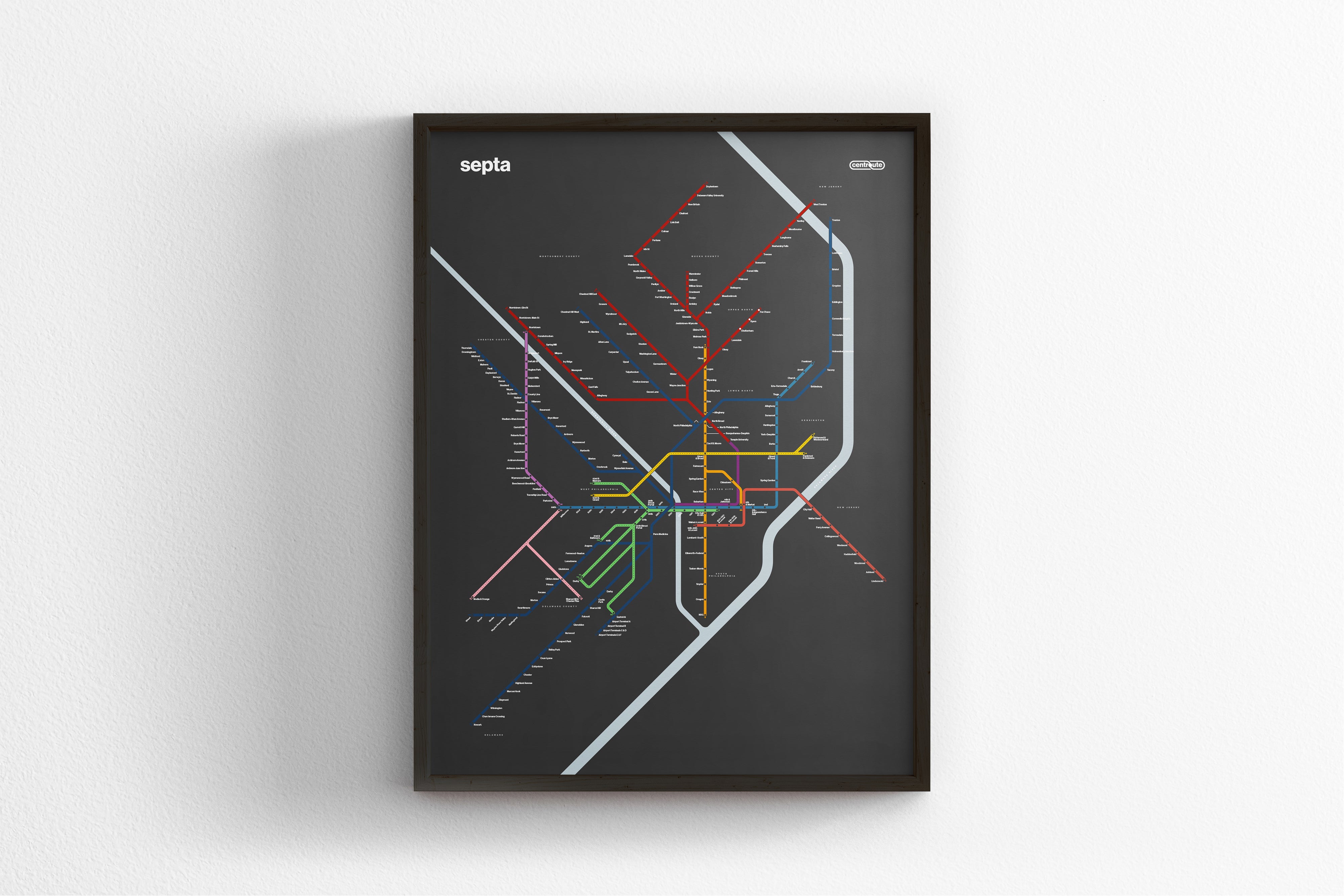 SEPTA Rail / Dark Mode System Map