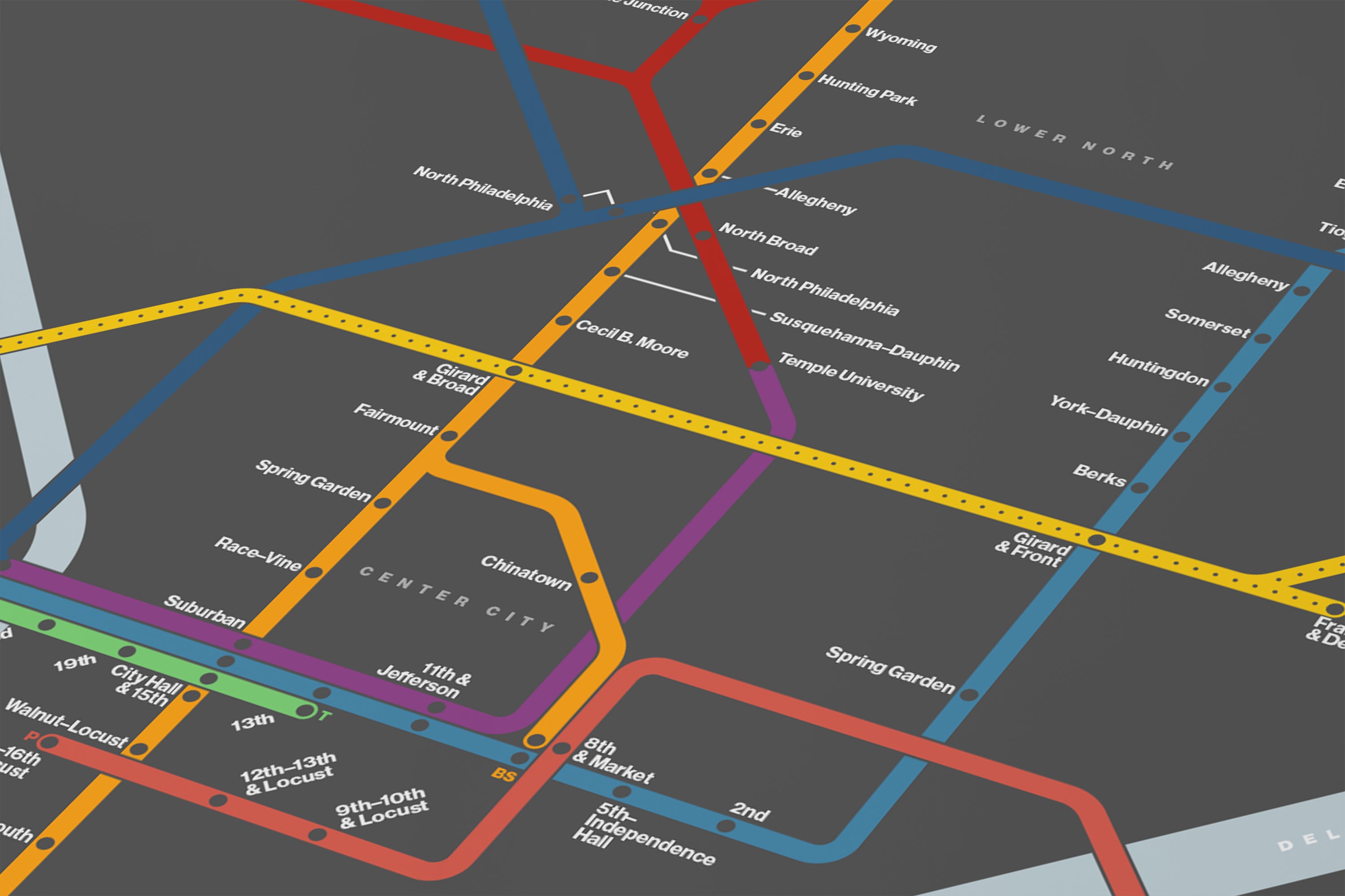 SEPTA Rail / Dark Mode System Map