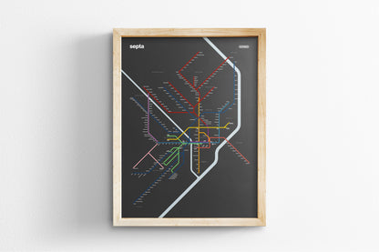 SEPTA Rail / Dark Mode System Map