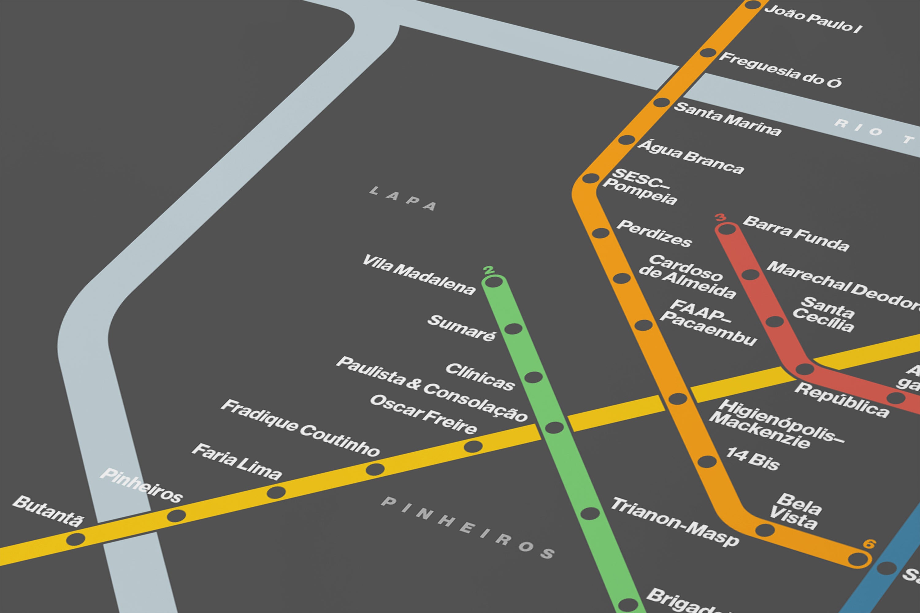 São Paulo Metro / Dark Mode System Map