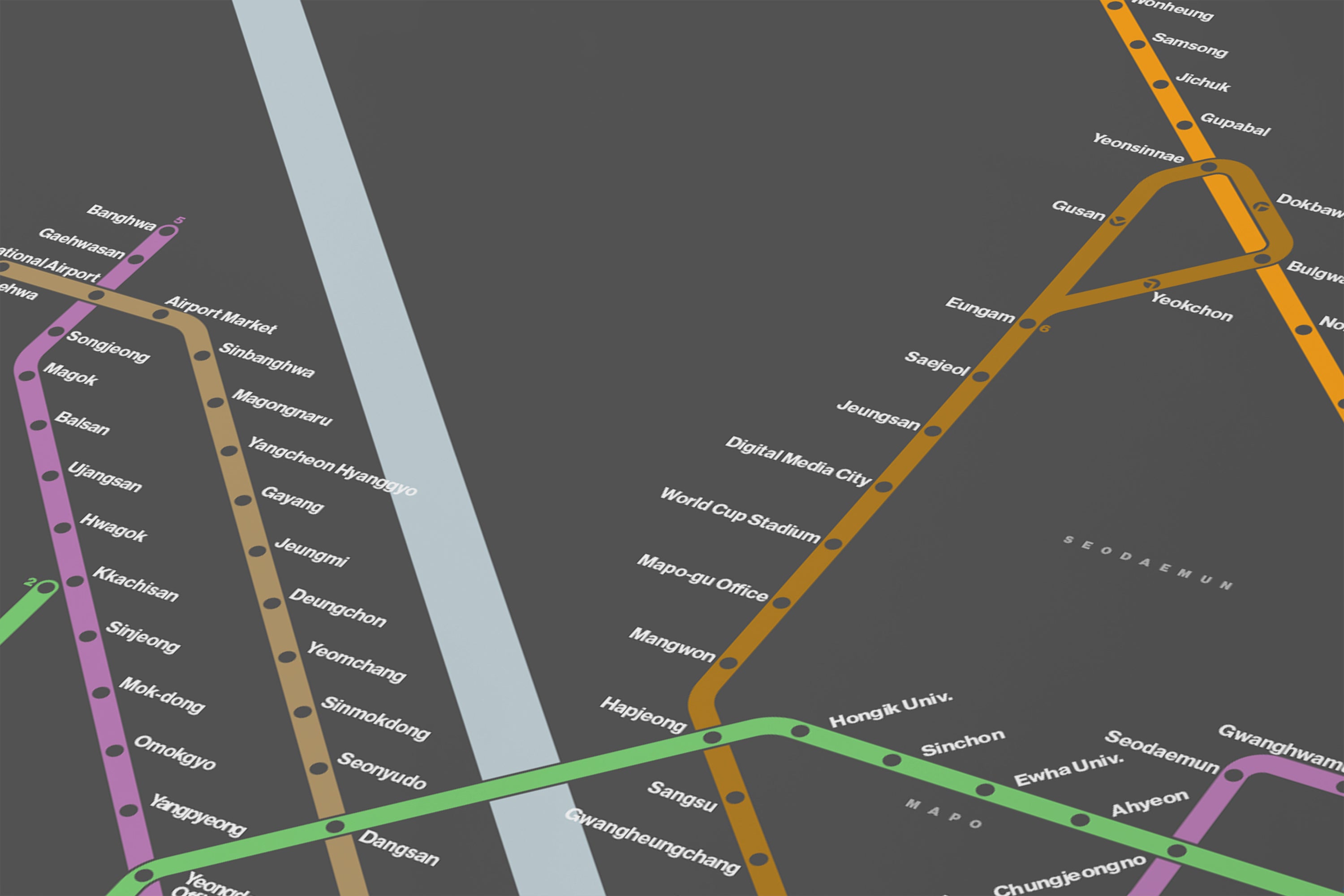Seoul Metro 서울교통공사 / Dark Mode System Map / English