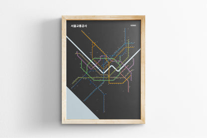 Seoul Metro 서울교통공사 / Dark Mode System Map / Hangul