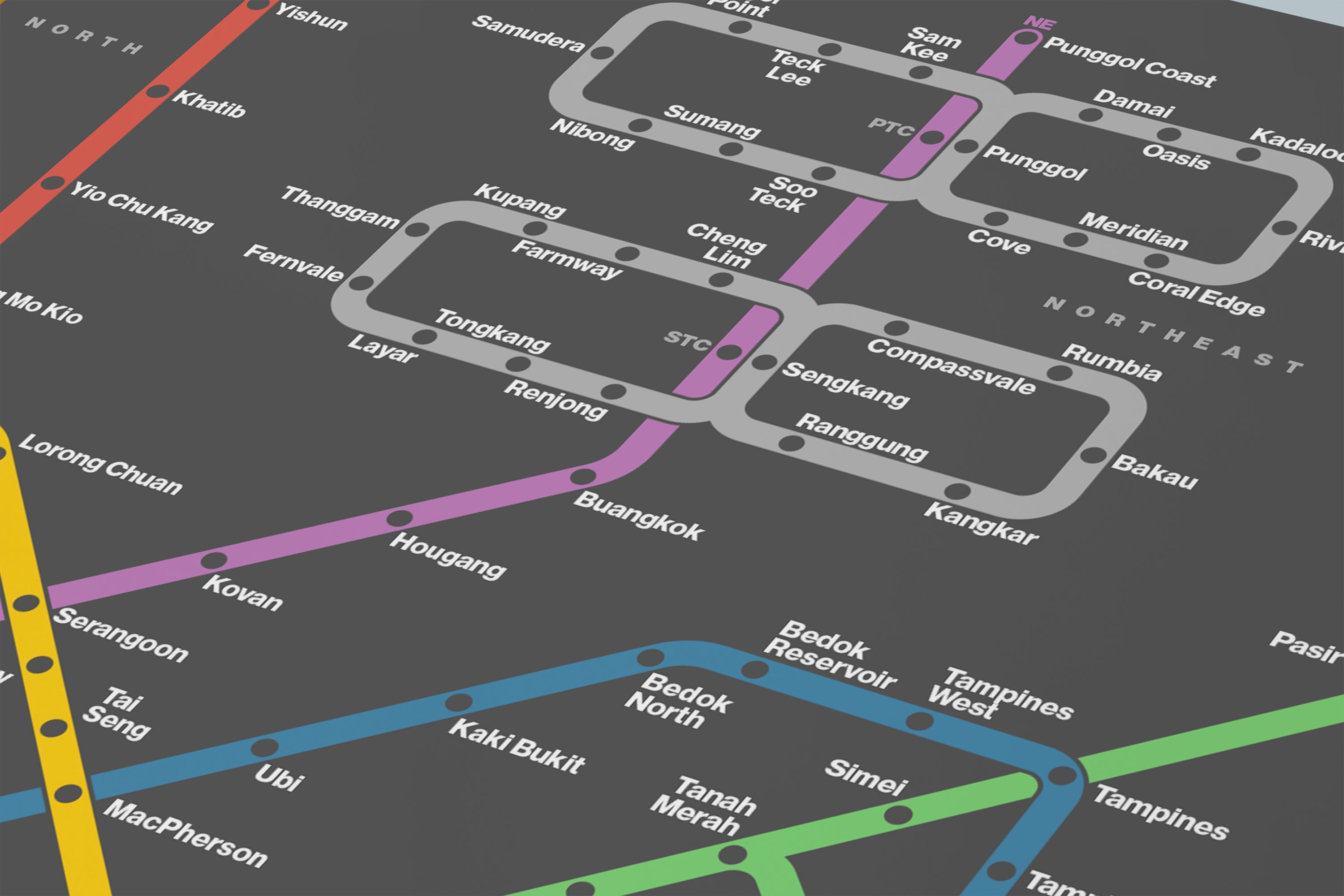 Singapore MRT 新加坡地铁系统 / Dark Mode System Map
