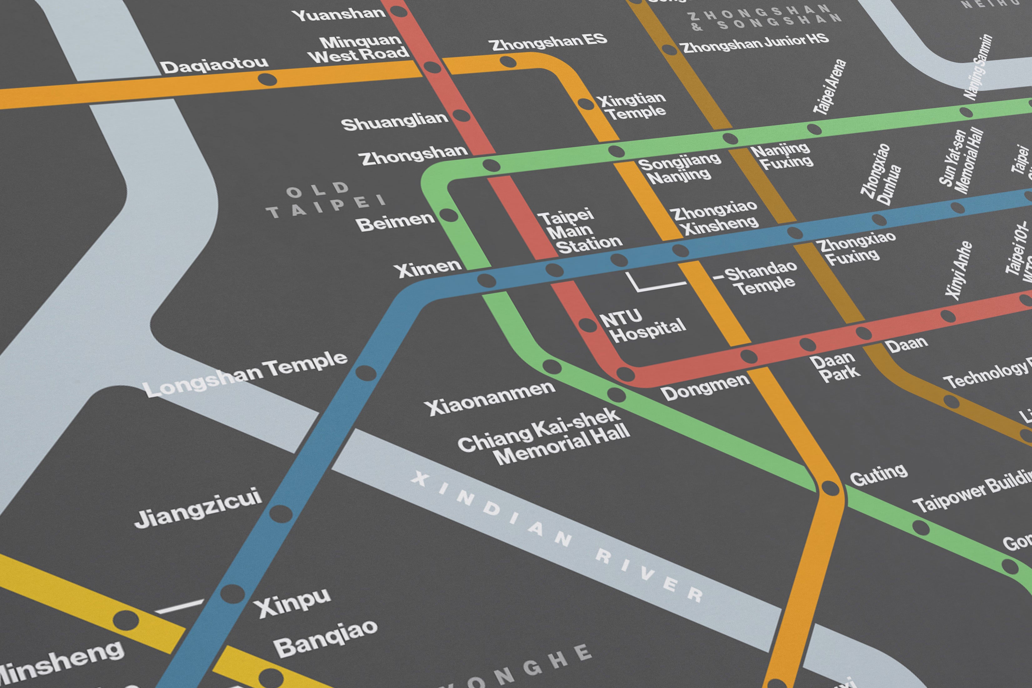 Taipei Metro 臺北捷運 / Dark Mode System Map / English