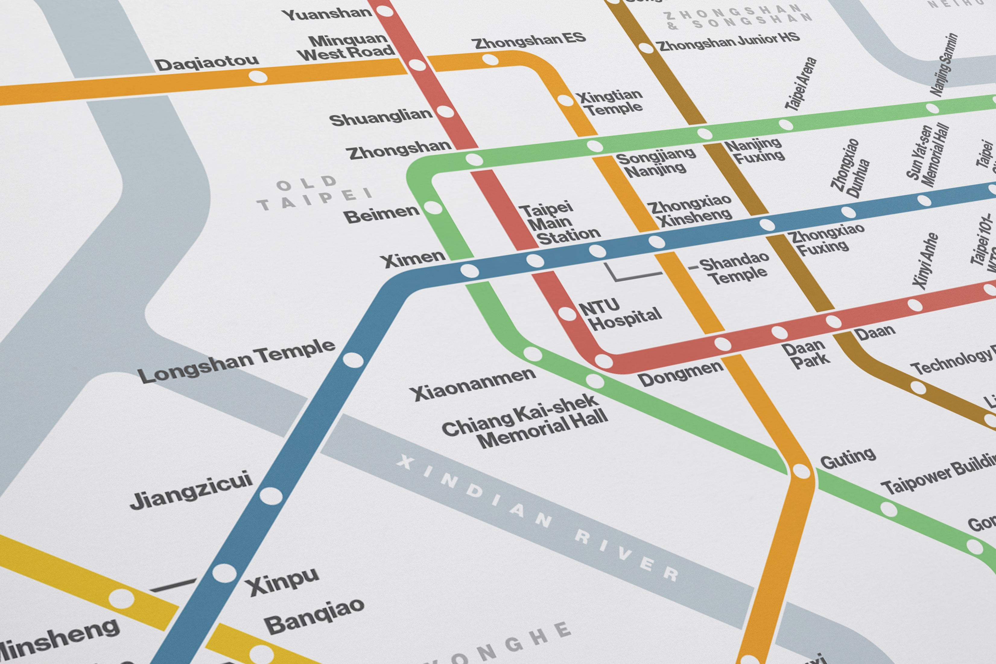 Taipei Metro 臺北捷運 / Light Mode System Map / English