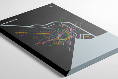 Tokyo Subway 東京の地下鉄 / Dark Mode System Map / English