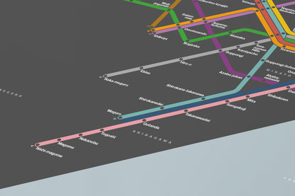 Tokyo Subway 東京の地下鉄 / Dark Mode System Map / English