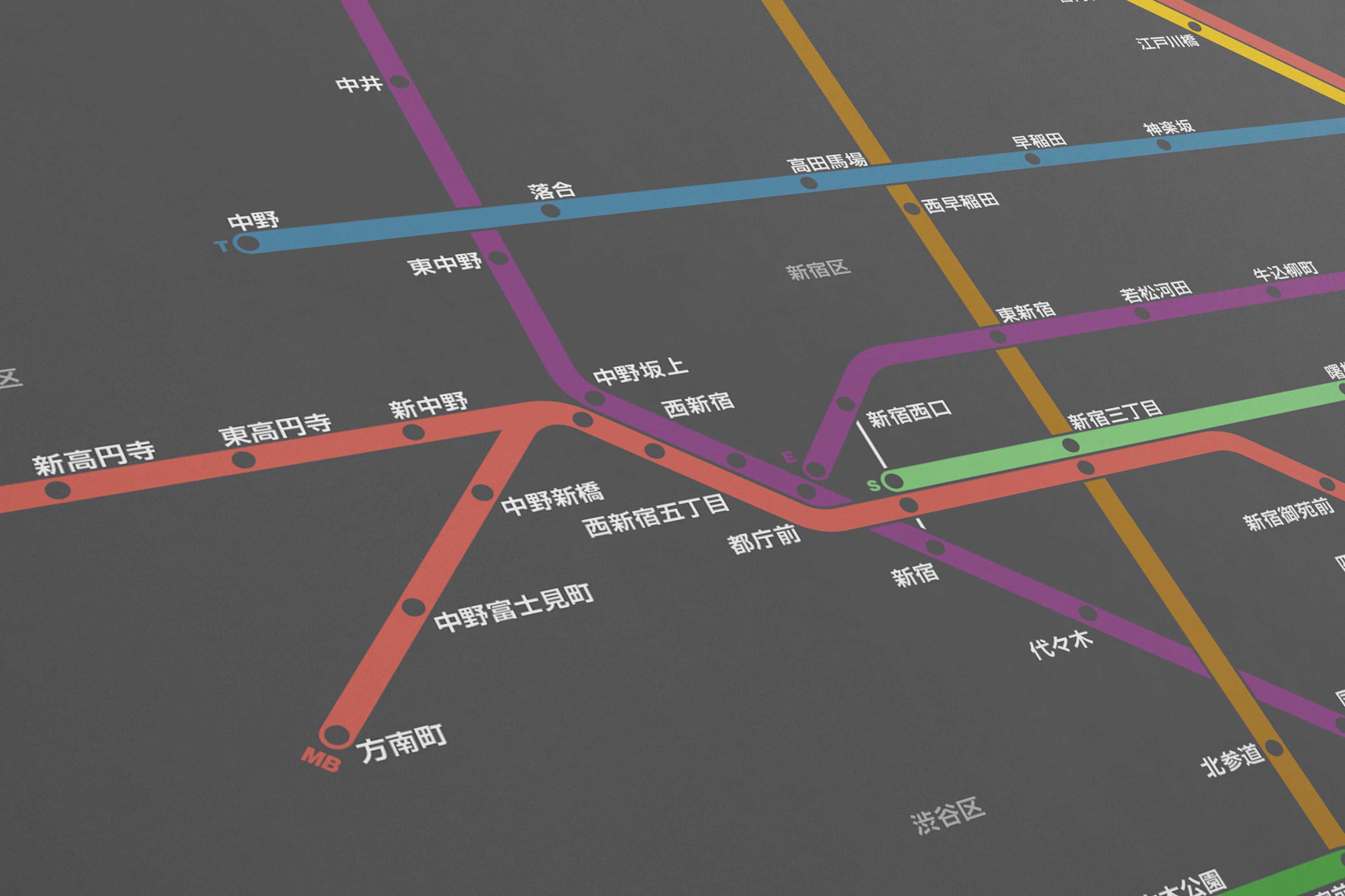 Tokyo Subway 東京の地下鉄 / Dark Mode System Map / Japanese