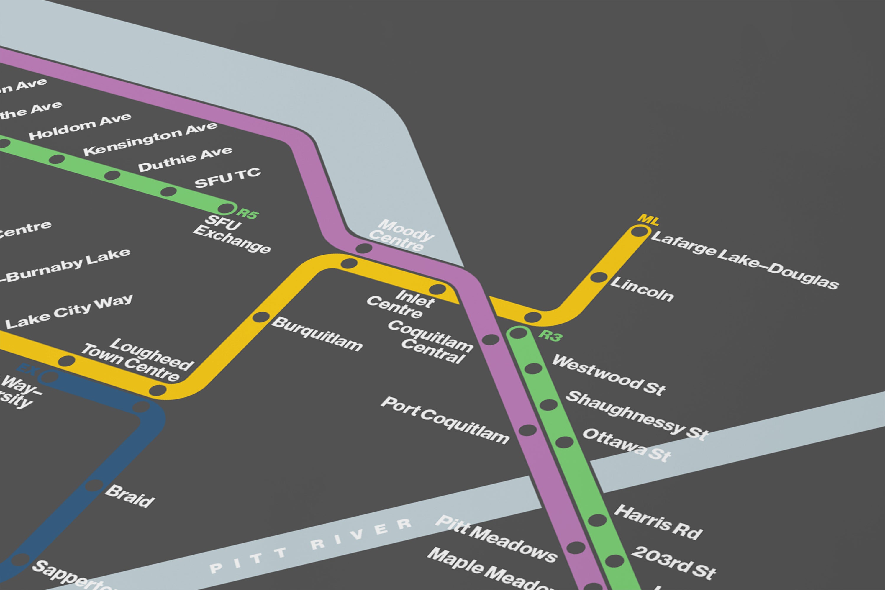 Vancouver Translink / Dark Mode System Map