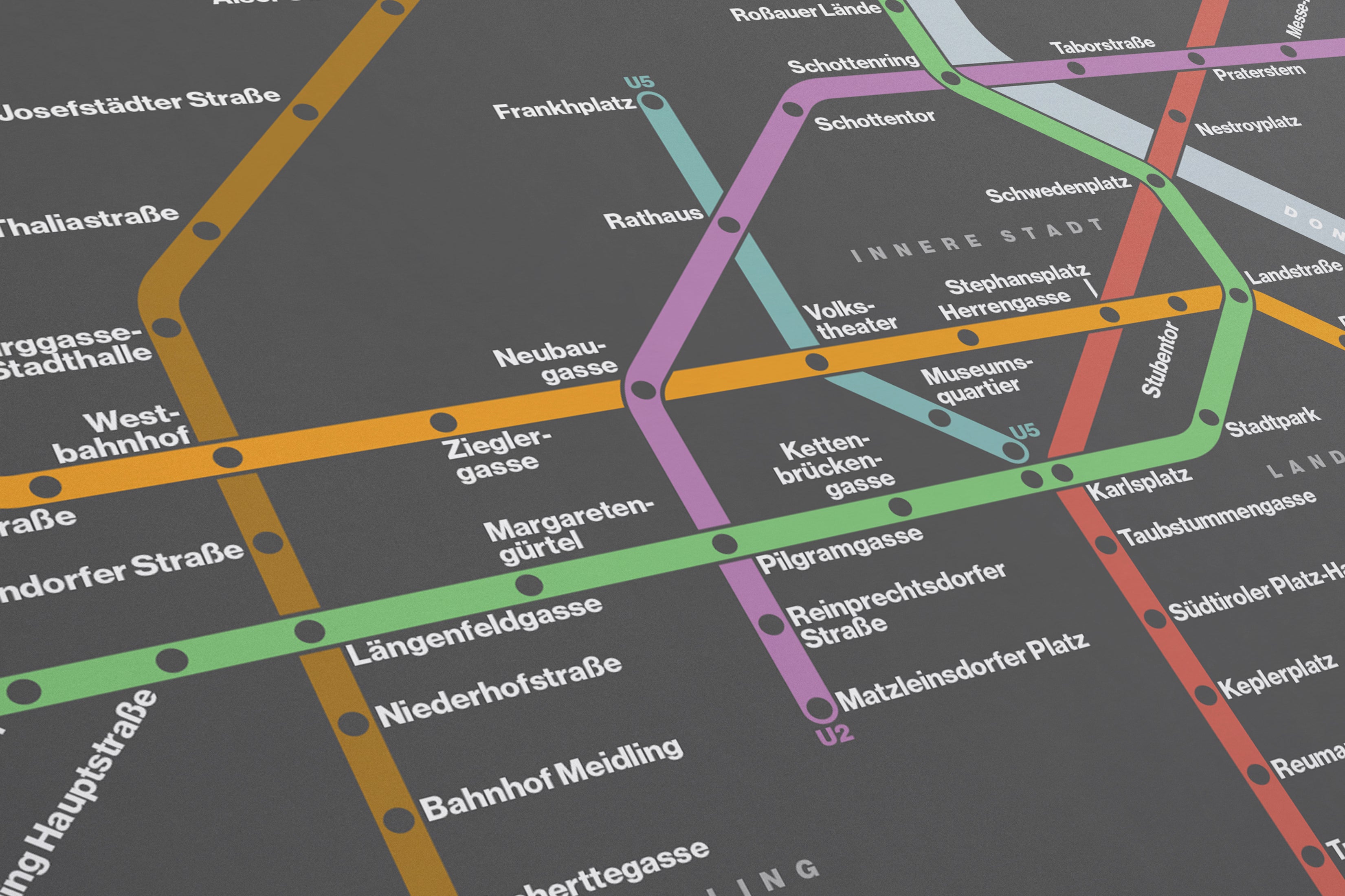 Vienna U-Bahn / Dark Mode System Map