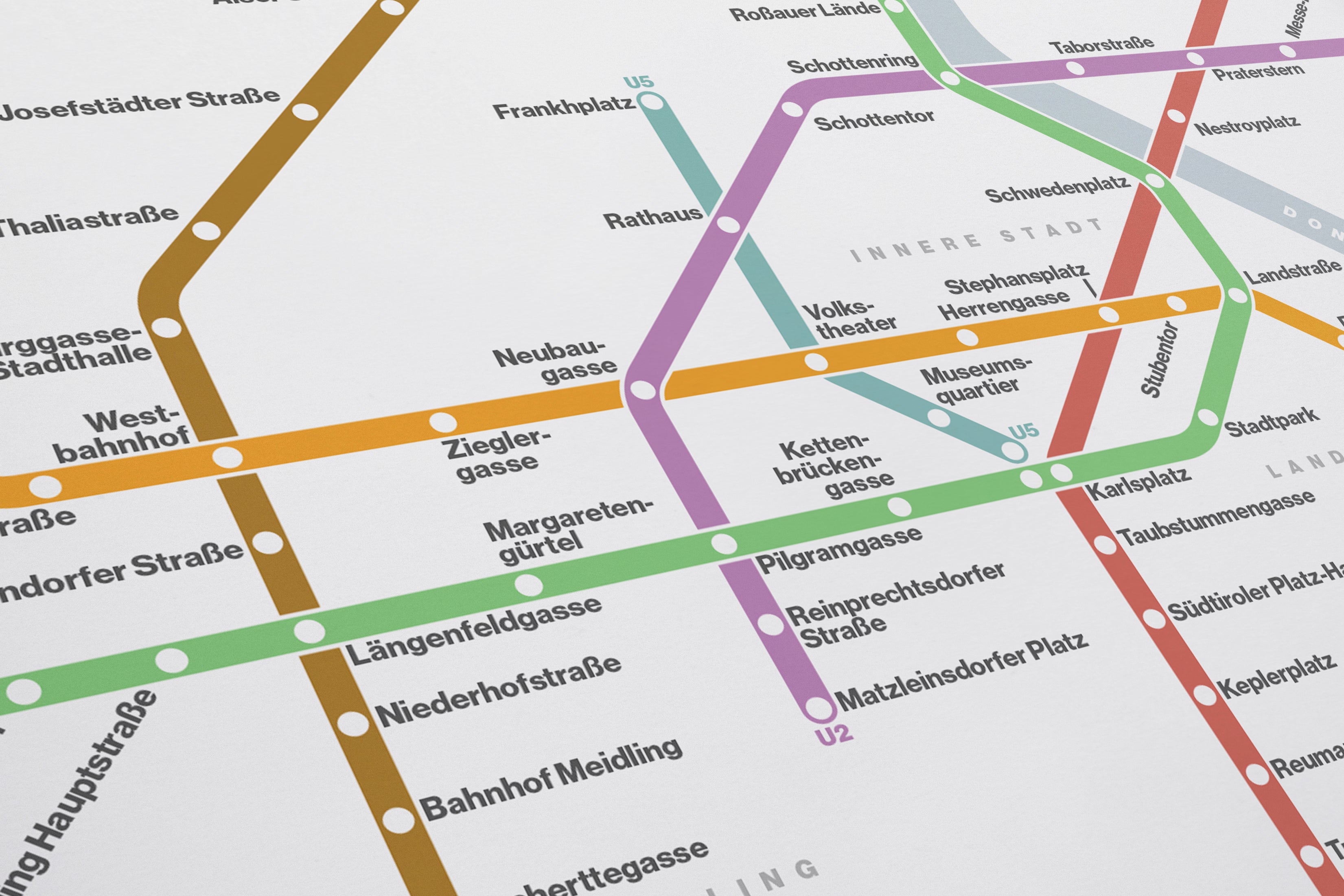 Vienna U-Bahn / Light Mode System Map