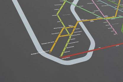 Paris Metro Map –  Vertical Dark Mode
