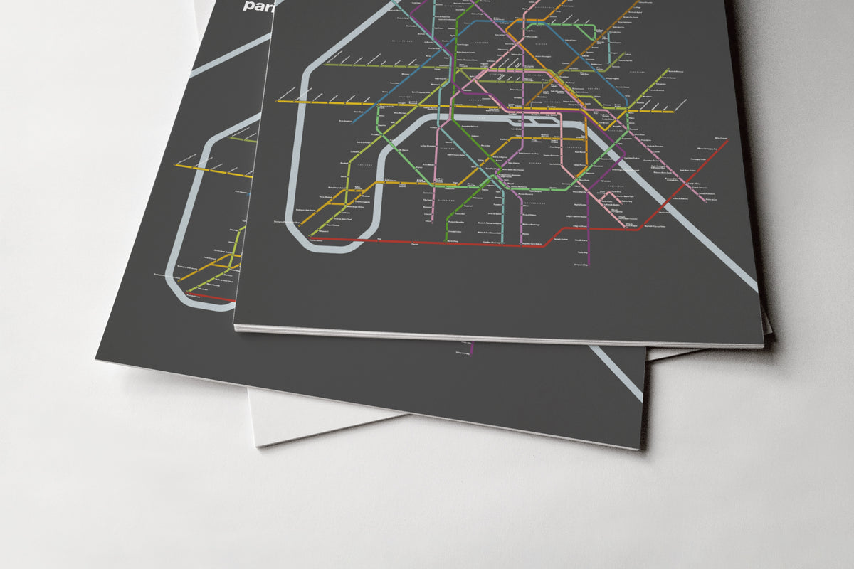 Paris Metro Map –  Vertical Dark Mode