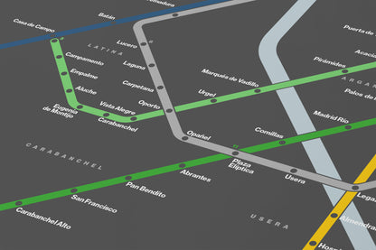 Madrid Metro / Dark Mode Map