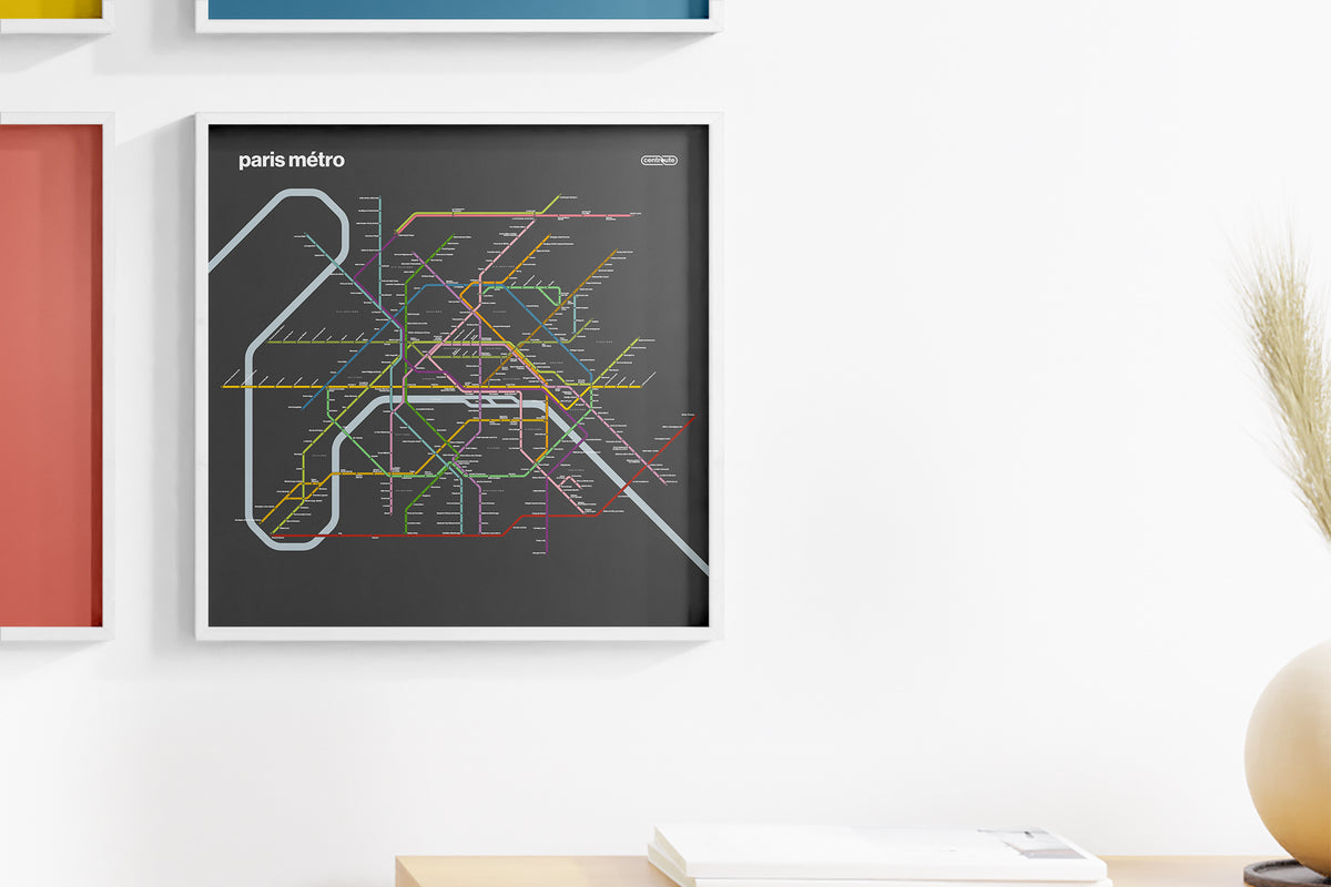 Paris Metro Map –  Vertical Dark Mode
