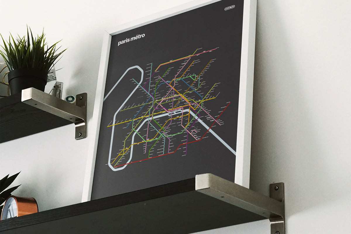 Paris Metro Map –  Vertical Dark Mode