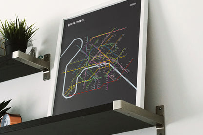 Paris Metro Map –  Vertical Dark Mode