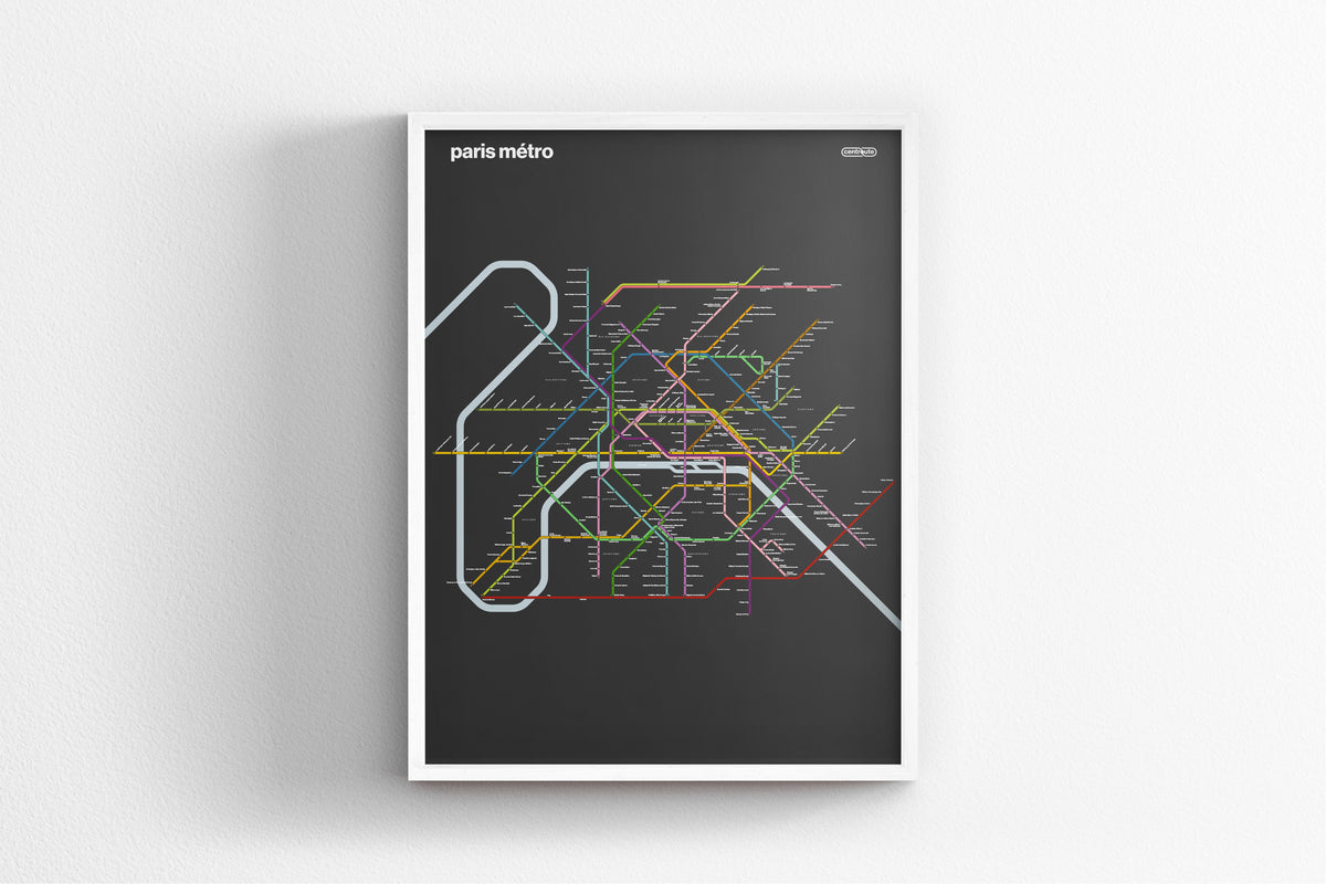 Paris Metro Map –  Vertical Dark Mode