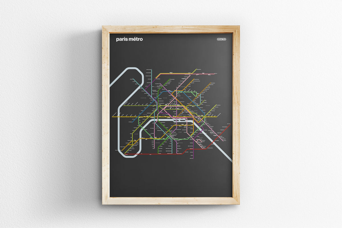 Paris Metro Map –  Vertical Dark Mode
