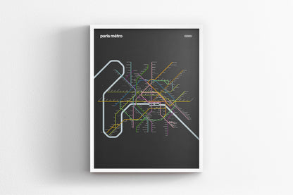 Paris Metro Map –  Vertical Dark Mode