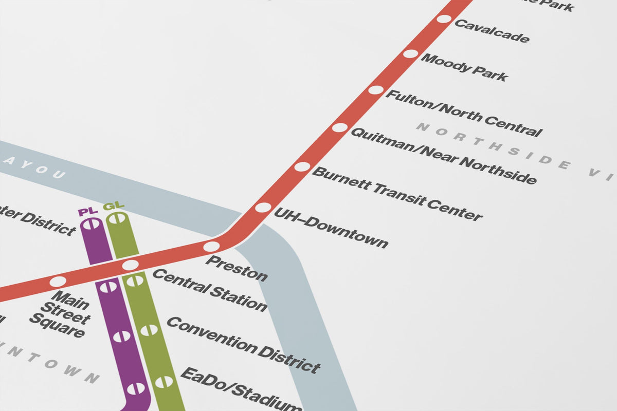 Houston METRORail Map – Light Mode