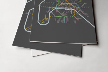 Paris Metro Map –  Vertical Dark Mode
