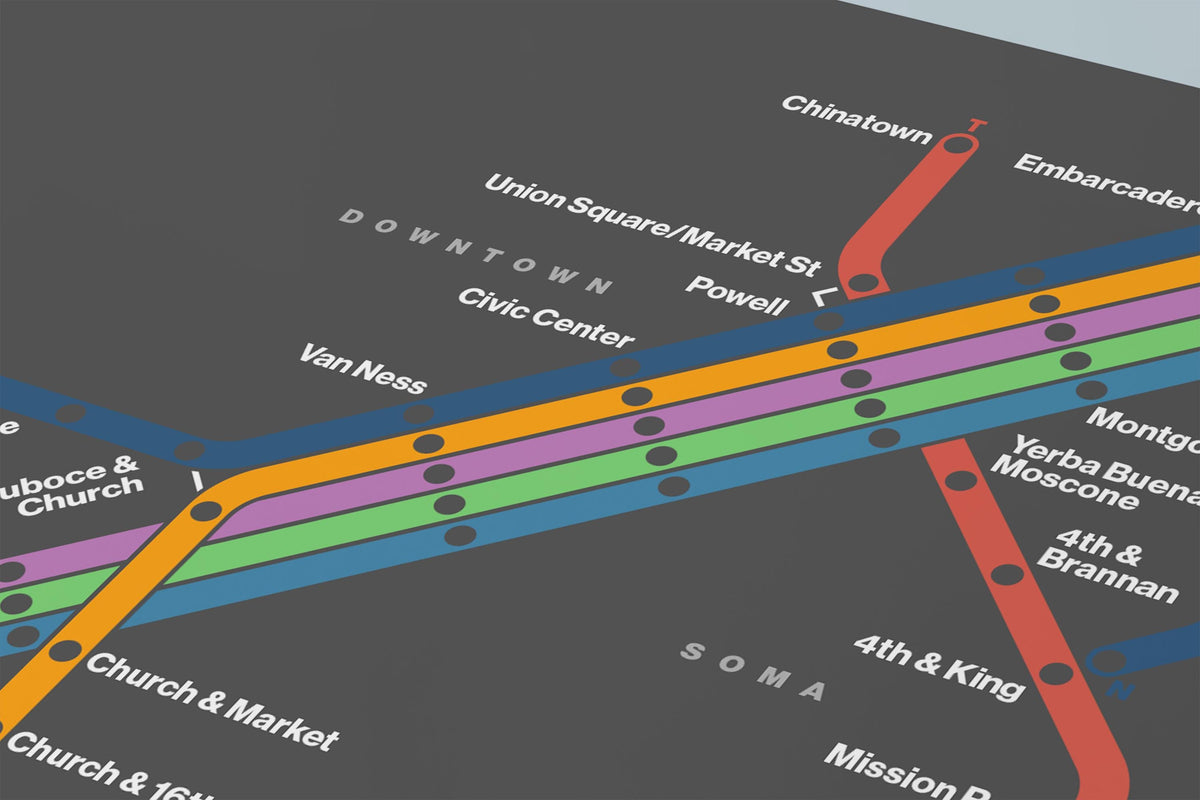 MUNI Metro Map – Dark Mode