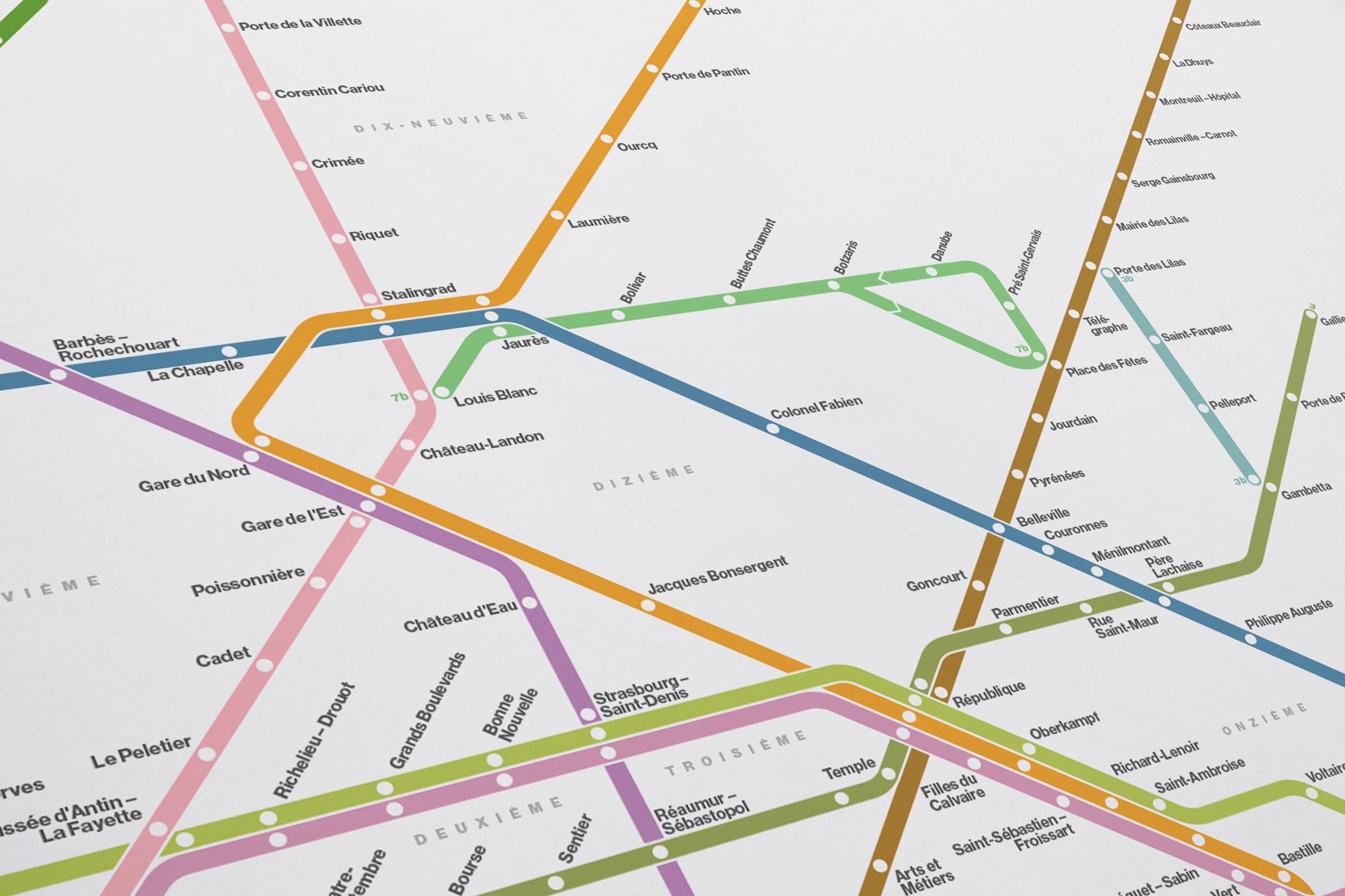 Paris Metro Map –  Vertical Light Mode