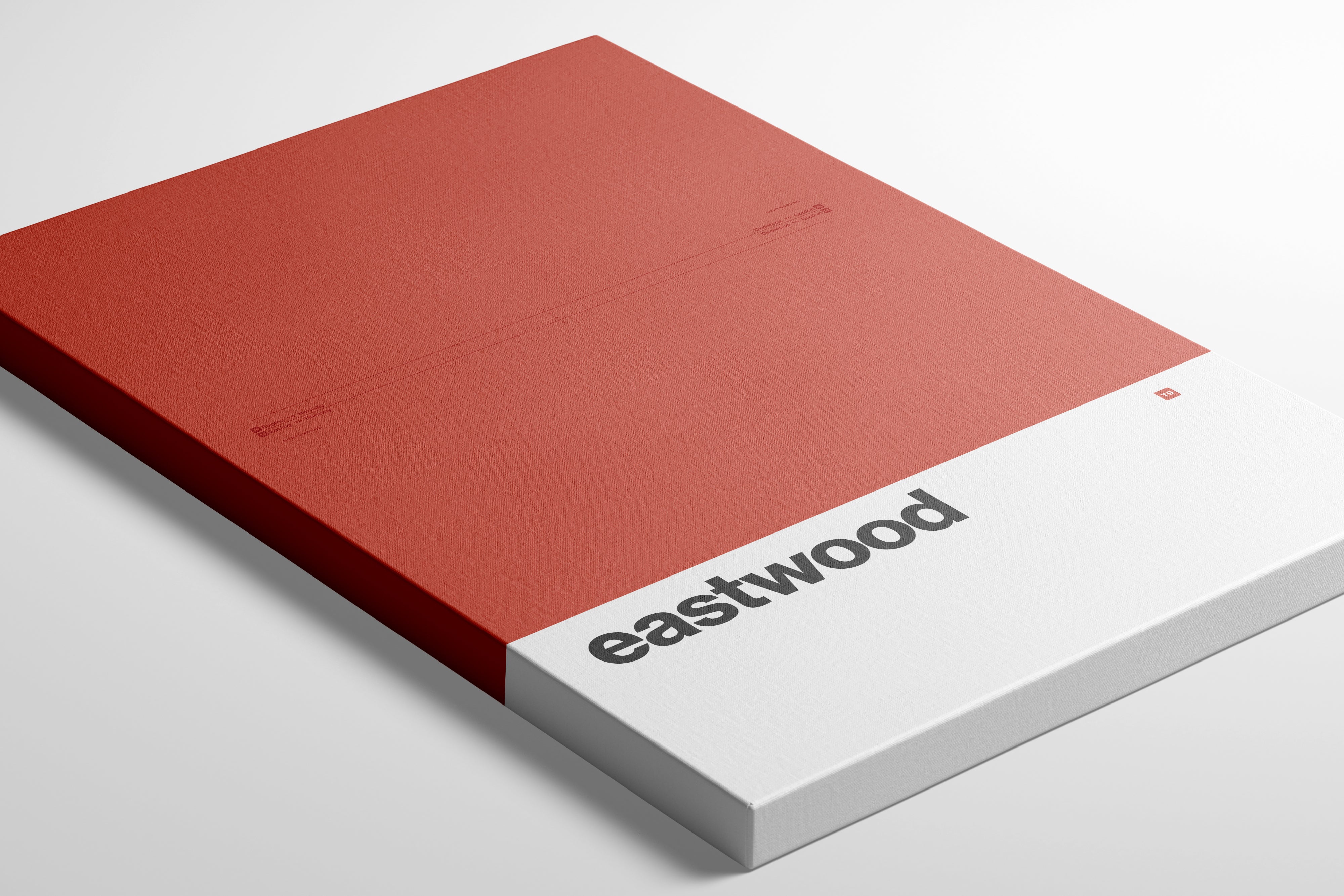 The image is a red and white book cover with the title "eastwood" displayed prominently in the center.
