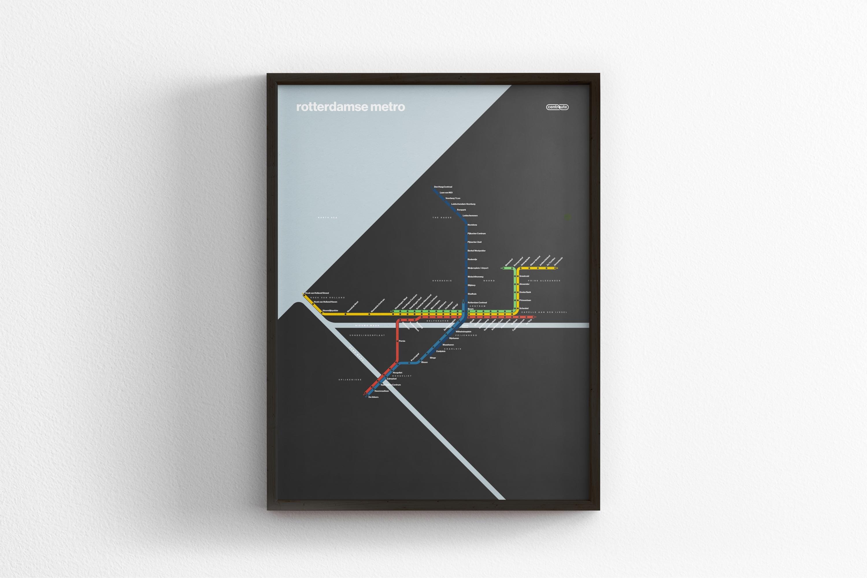 Rotterdam Metro / Dark Mode System Map